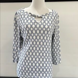 Chico's Blue and White Patterned Blouse